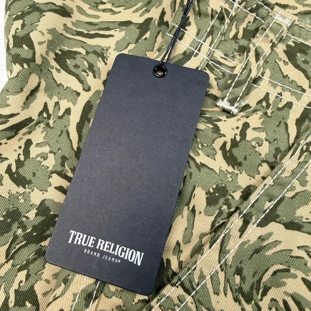 True Religion Mens Abstract Camo Cargo Pants 30x32 NWT‎ Green Swirl 701122